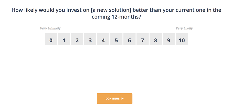 NPS Question to determine the likelihood of a customer investing in a new product