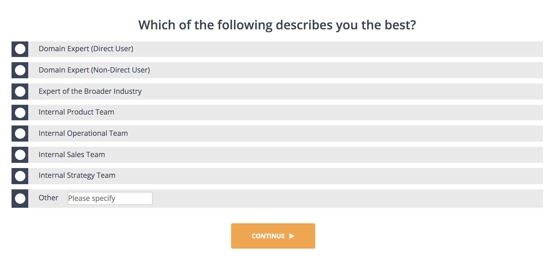 Multiple choice question asking people to describe themselves